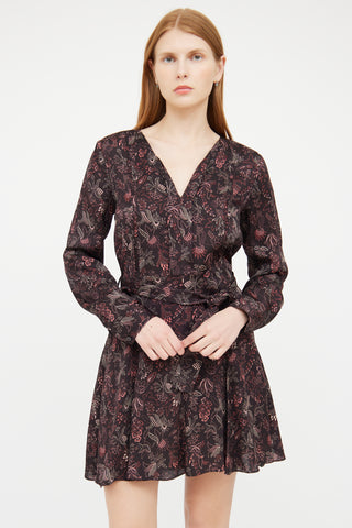 Reiss Brown, Red 
Cream Floral Print Dress