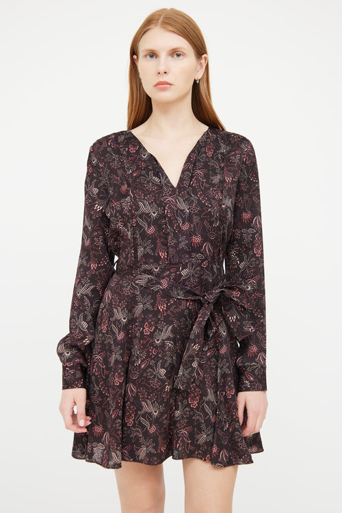 Reiss Brown, Red 
Cream Floral Print Dress