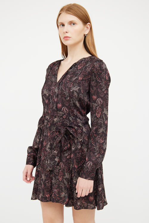 Reiss Brown, Red 
Cream Floral Print Dress