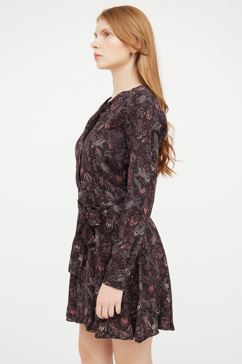 Reiss Brown, Red 
Cream Floral Print Dress