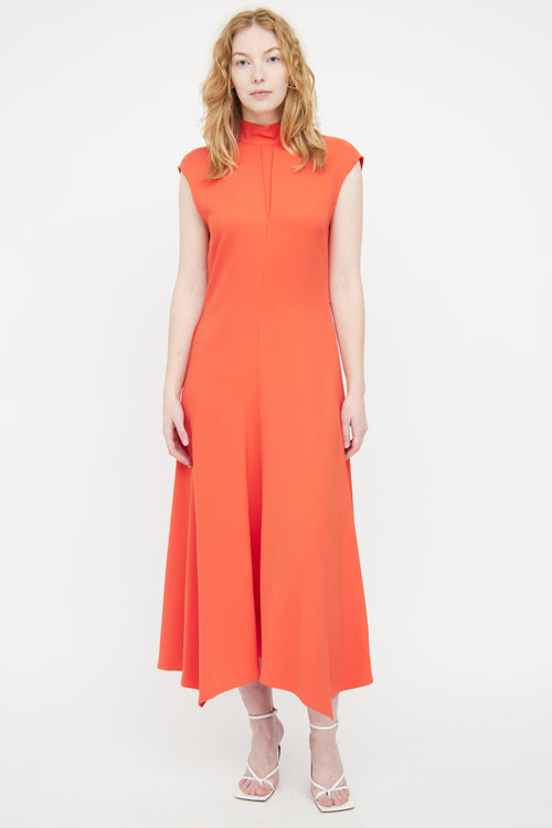 Reiss Orange Pleated Maxi Dress