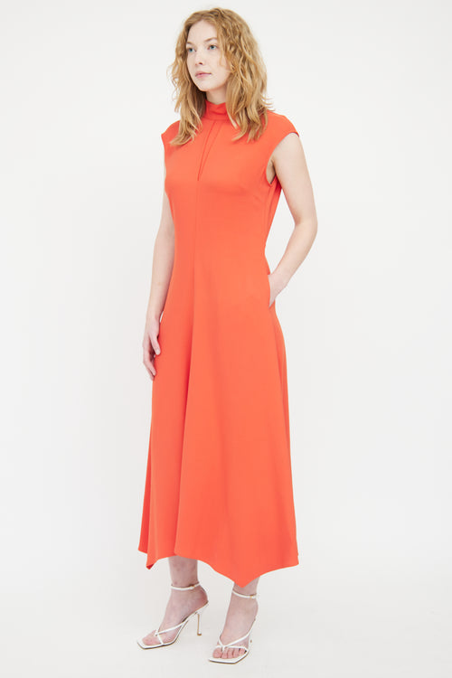 Reiss Orange Pleated Maxi Dress