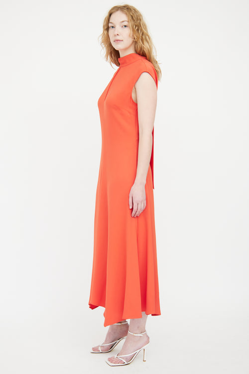 Reiss Orange Pleated Maxi Dress