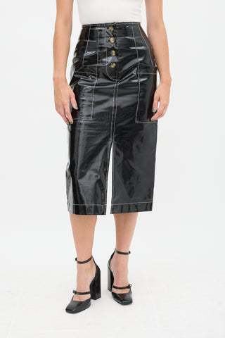 Rejina Pyo Black 
White PVC Contrast Stitch Skirt