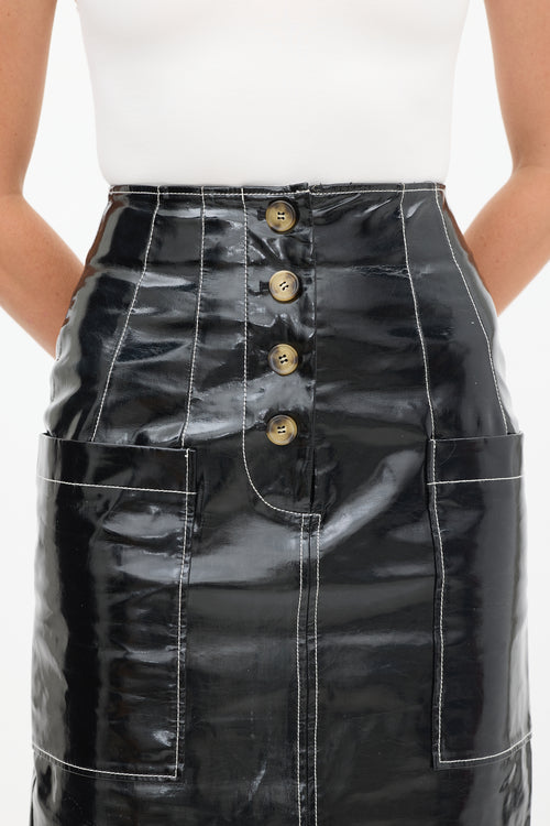 Rejina Pyo Black 
White PVC Contrast Stitch Skirt