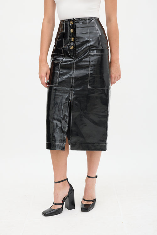 Rejina Pyo Black 
White PVC Contrast Stitch Skirt