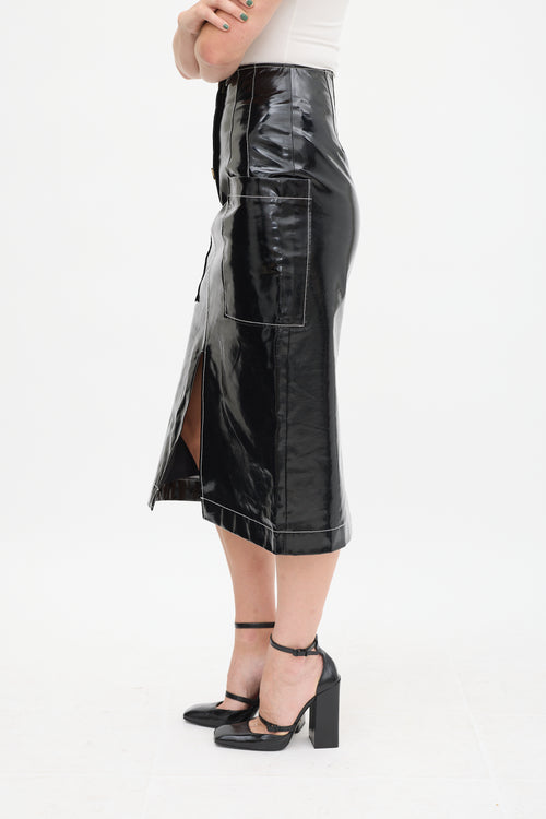 Rejina Pyo Black 
White PVC Contrast Stitch Skirt