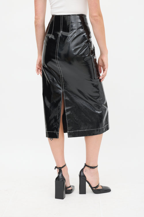 Rejina Pyo Black 
White PVC Contrast Stitch Skirt