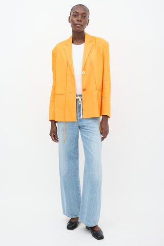 Rejina Pyo Orange Linen Drawstring Blazer