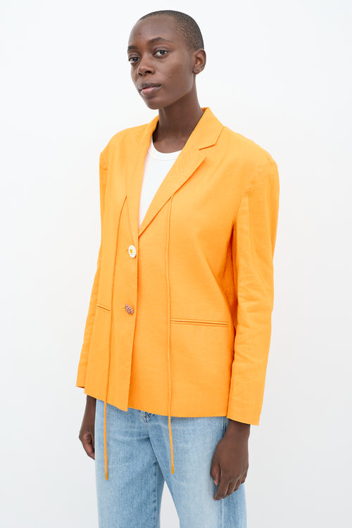 Rejina Pyo Orange Linen Drawstring Blazer