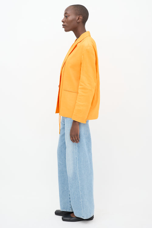 Rejina Pyo Orange Linen Drawstring Blazer