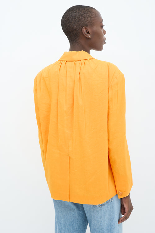 Rejina Pyo Orange Linen Drawstring Blazer