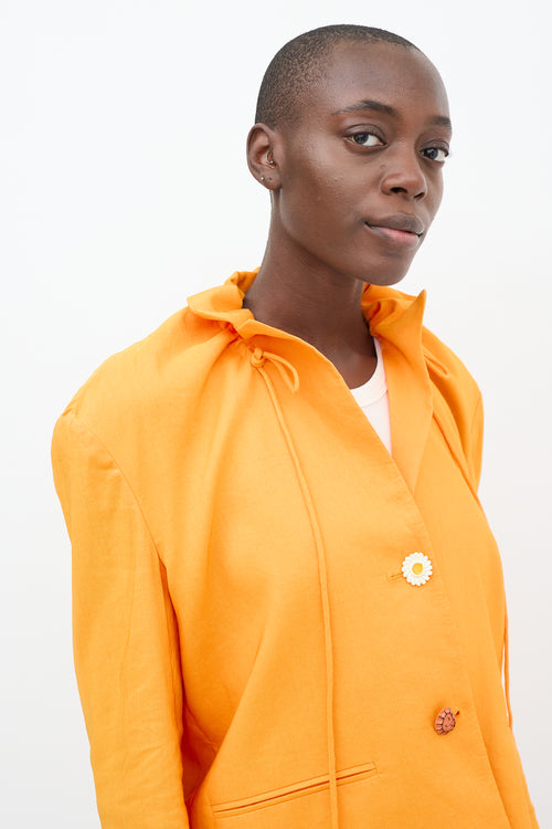 Rejina Pyo Orange Linen Drawstring Blazer