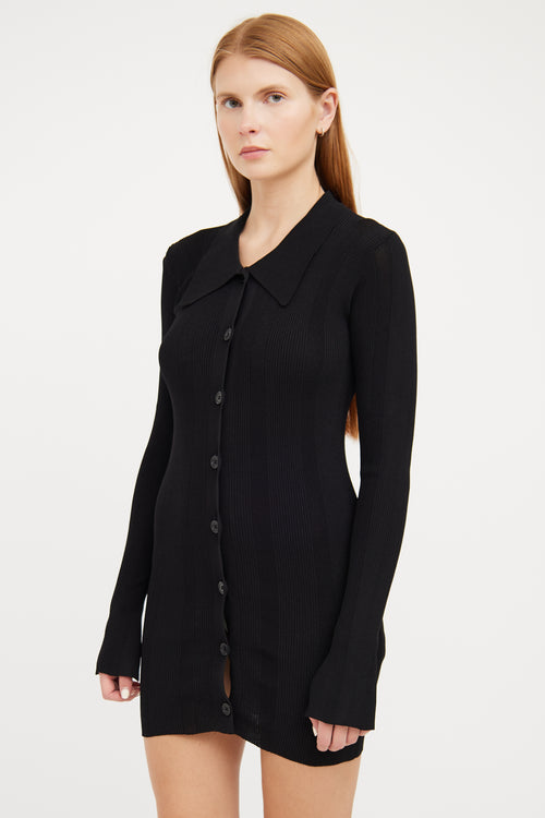 Remain Birger Christensen Black Rib Knit Button Front Dress