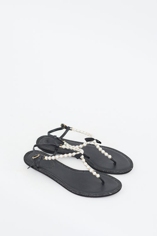 Rene Caovilla Black Pearl 
Crystal Embellished Sandal