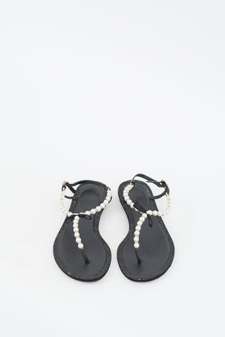 Rene Caovilla Black Pearl 
Crystal Embellished Sandal