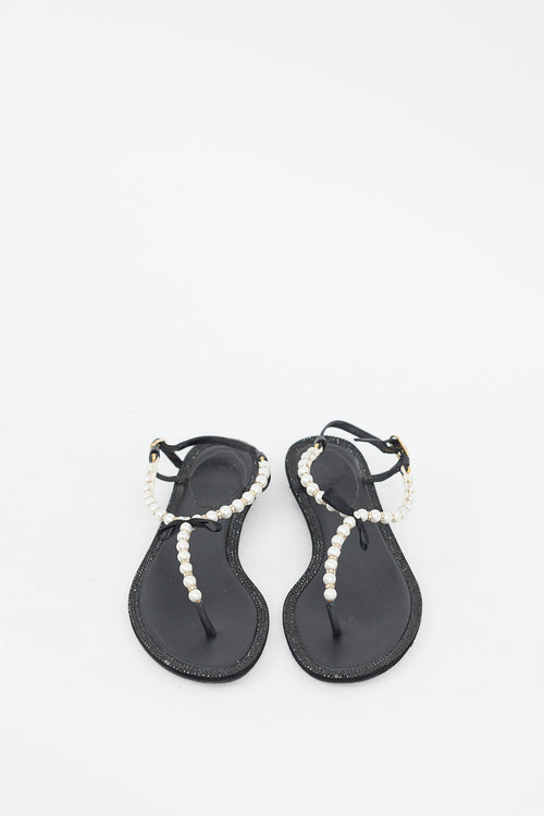 Rene Caovilla Black Pearl 
Crystal Embellished Sandal