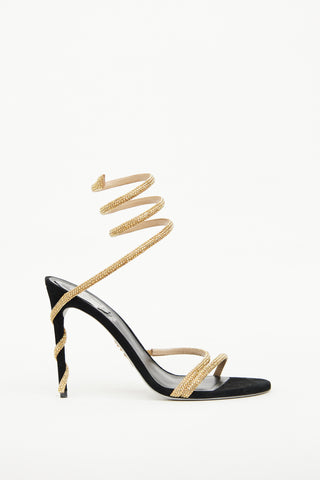 Rene Caovilla Black 
Gold Margot Wrapped Sandal