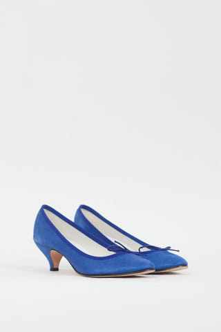 Repetto Blue Gisele Faux Leather Bow Heel