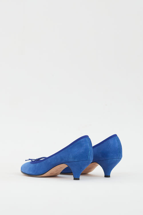 Repetto Blue Gisele Faux Leather Bow Heel