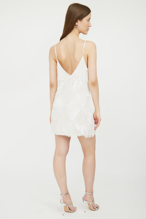 White Sequin 
Beaded Tassel Flapper Dress Retrofête