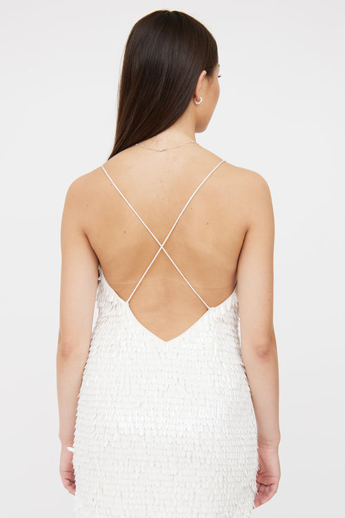 Retrofête White Sequin Claire Flapper Dress