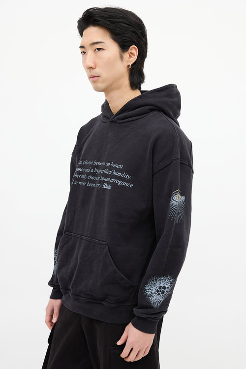 Rhude Black 
Grey Honest Eye Graphic Hoodie