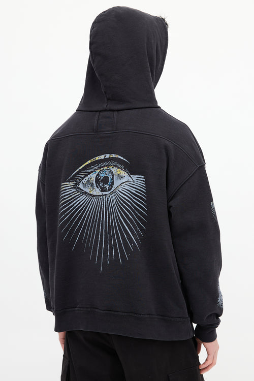 Rhude Black 
Grey Honest Eye Graphic Hoodie