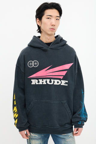 Rhude Black 
Multi Rhonda Graphic Hoodie