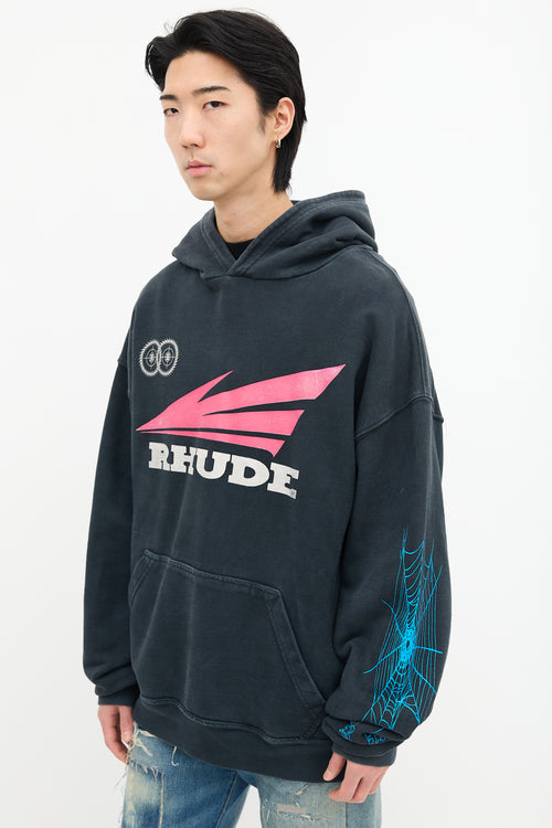 Rhude Black 
Multi Rhonda Graphic Hoodie