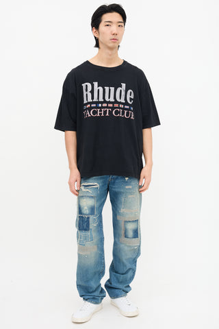 Rhude Black Yacht Club Graphic T-Shirt