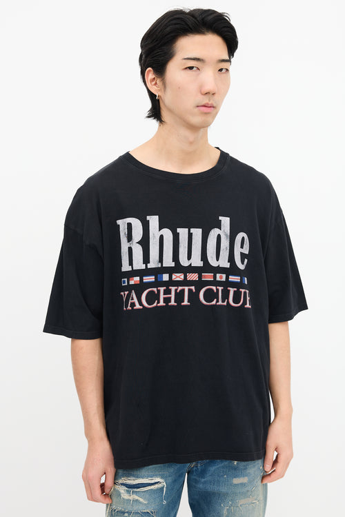 Rhude Black Yacht Club Graphic T-Shirt