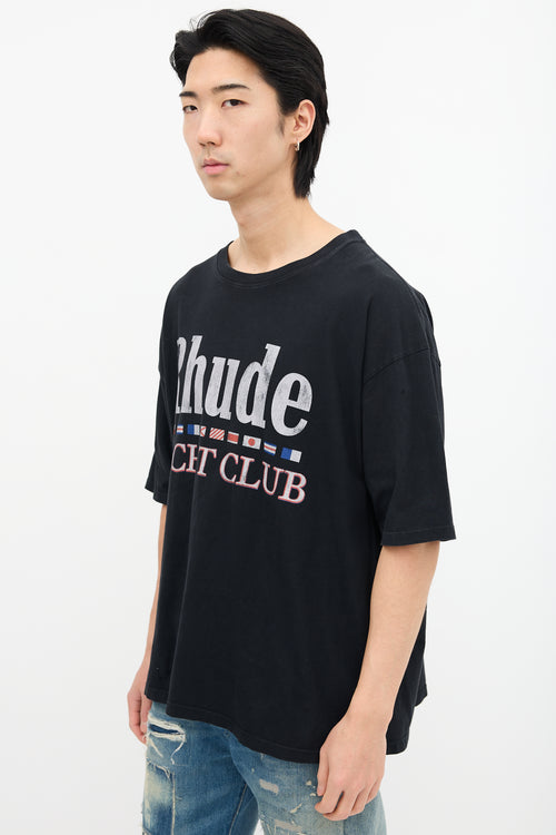 Rhude Black Yacht Club Graphic T-Shirt