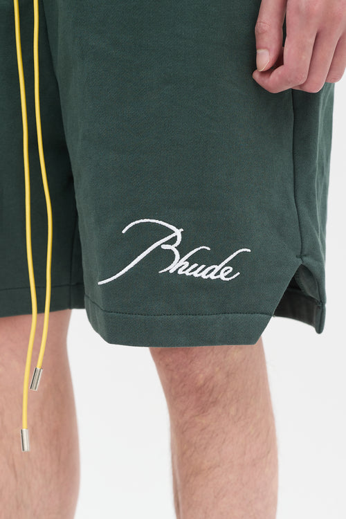 Rhude Green Logo Sweat Shorts