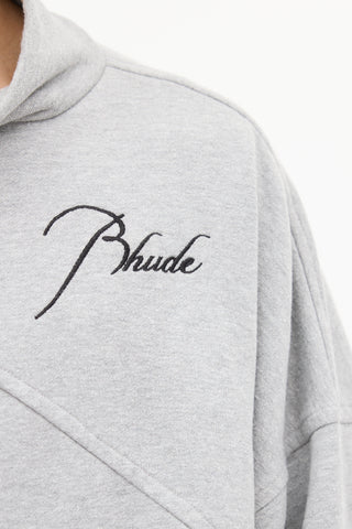 Rhude Heather Grey Logo Quarter Zip Sweater