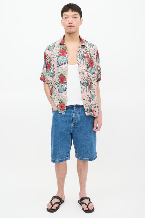 Rhude Pink 
Multicolour Floral One Pocket Shirt