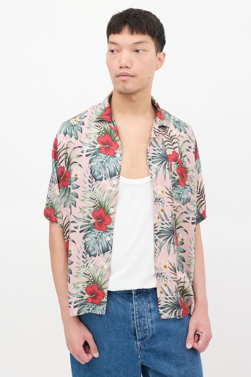 Rhude Pink 
Multicolour Floral One Pocket Shirt