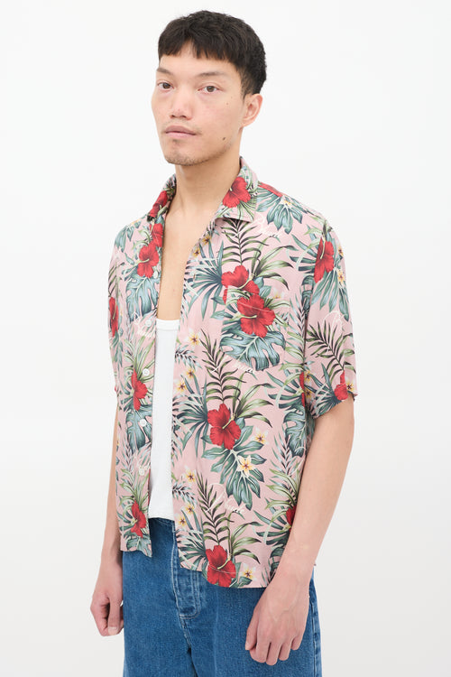 Rhude Pink 
Multicolour Floral One Pocket Shirt