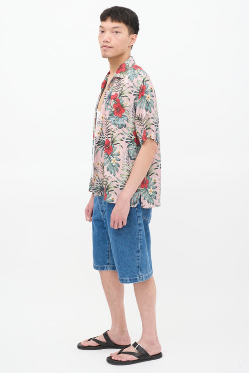 Rhude Pink 
Multicolour Floral One Pocket Shirt