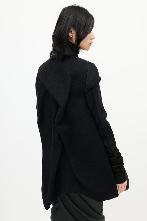 Rick Owens Black Asymmetrical Wool Down Jacket