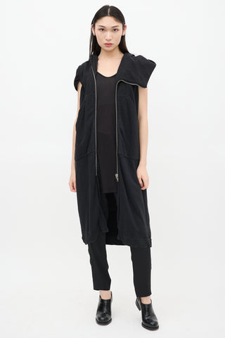 Rick Owens DRKSHDW Black Zippered Maxi Vest