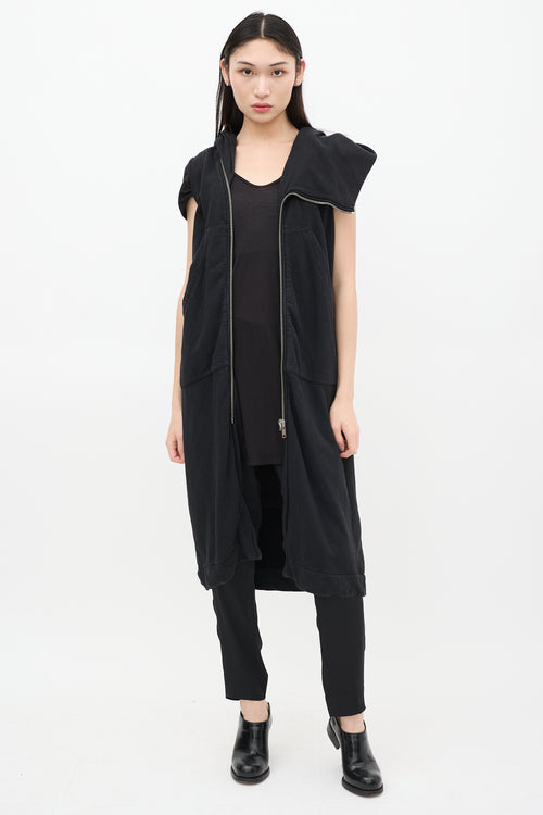 Rick Owens DRKSHDW Black Zippered Maxi Vest