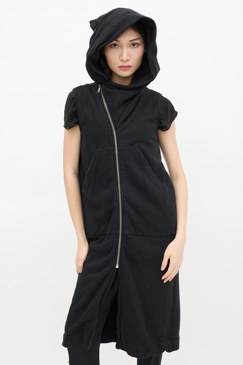 Rick Owens DRKSHDW Black Zippered Maxi Vest