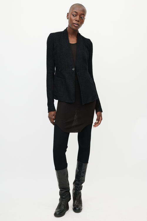 Rick Owens Black Cashmere 
Silk V-Neck Jacket