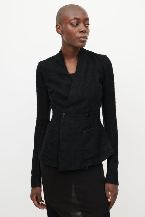 Rick Owens Black Cashmere 
Silk V-Neck Jacket