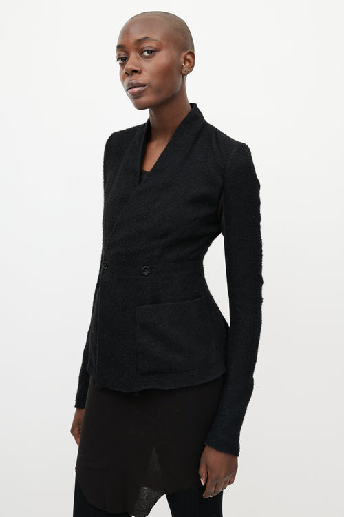 Rick Owens Black Cashmere 
Silk V-Neck Jacket