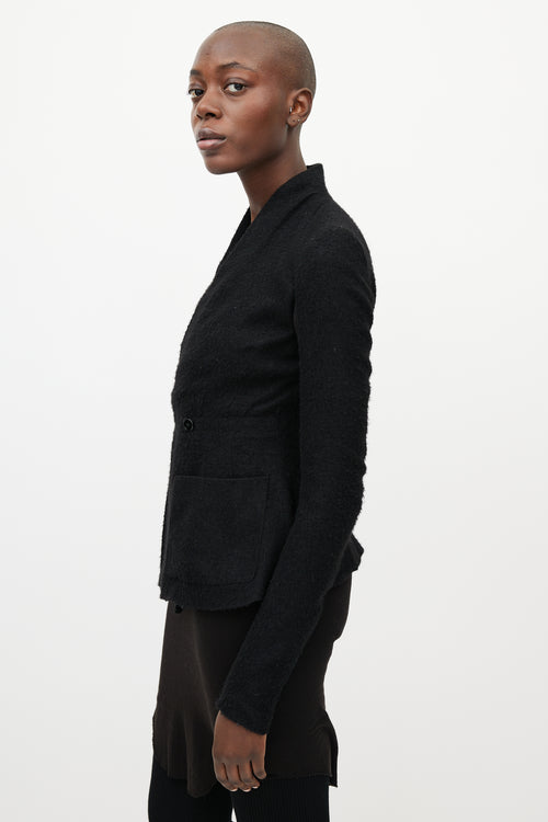 Rick Owens Black Cashmere 
Silk V-Neck Jacket