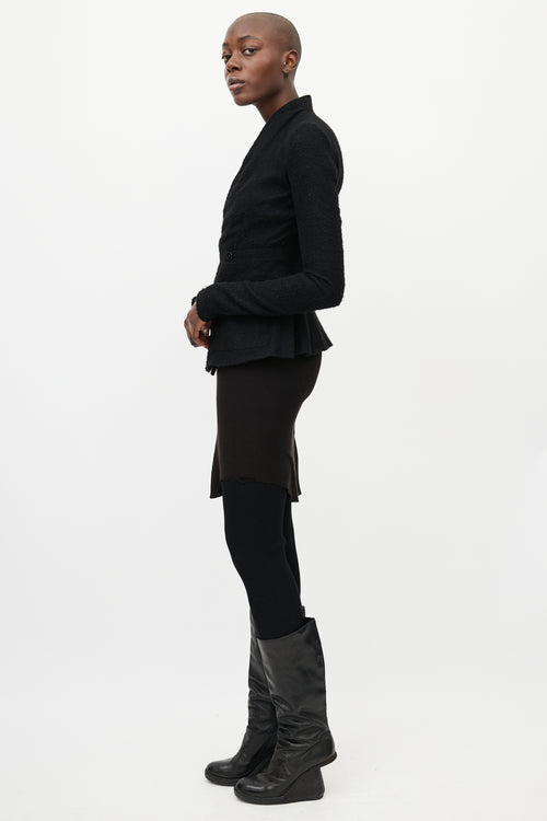 Rick Owens Black Cashmere 
Silk V-Neck Jacket