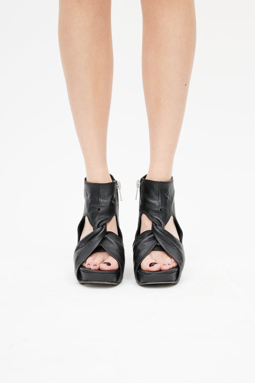 Rick Owens Black Criss Cross Wedge Heel