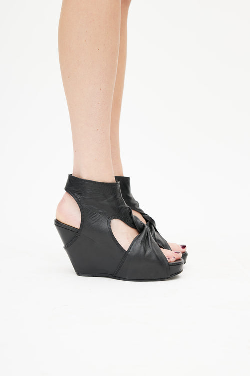 Rick Owens Black Criss Cross Wedge Heel